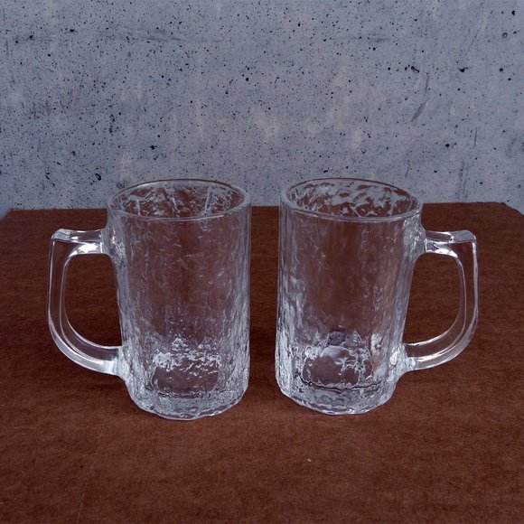 MCM Brutalist Studio Nova Frostfire glass mugs by Hoya, 2 pcs, made in Japan - Picture 10 of 10